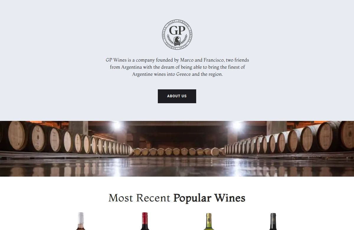 GP Wines Inc — Sitio web B2B