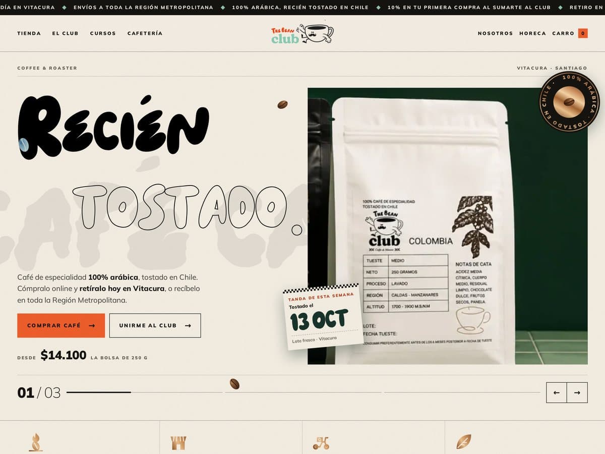 THE BEAN CLUB - e-commerce de café de especialidad, vitacura | Estudio Furia Portfolio
